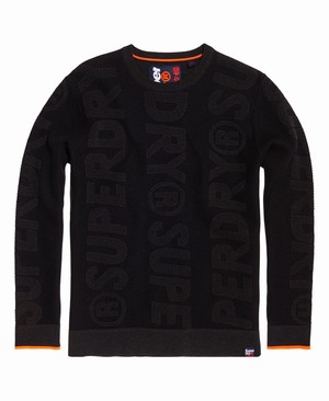 Superdry Mega Speed Crew Férfi Pulóver Fekete | YQHON1796